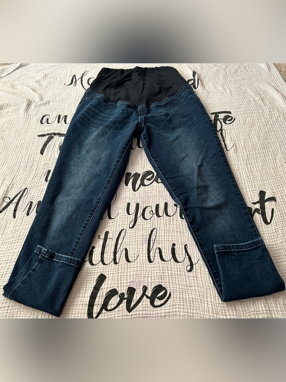 Isabel Maternity Dark Wash Blue Stretch Jeans with Overband Size 4